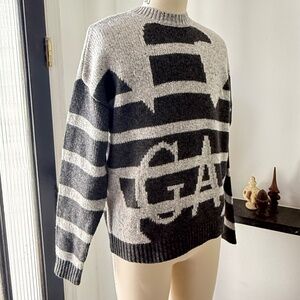 Emporio Armani Grey GA Print Men's crewneck sweater, all sizes
